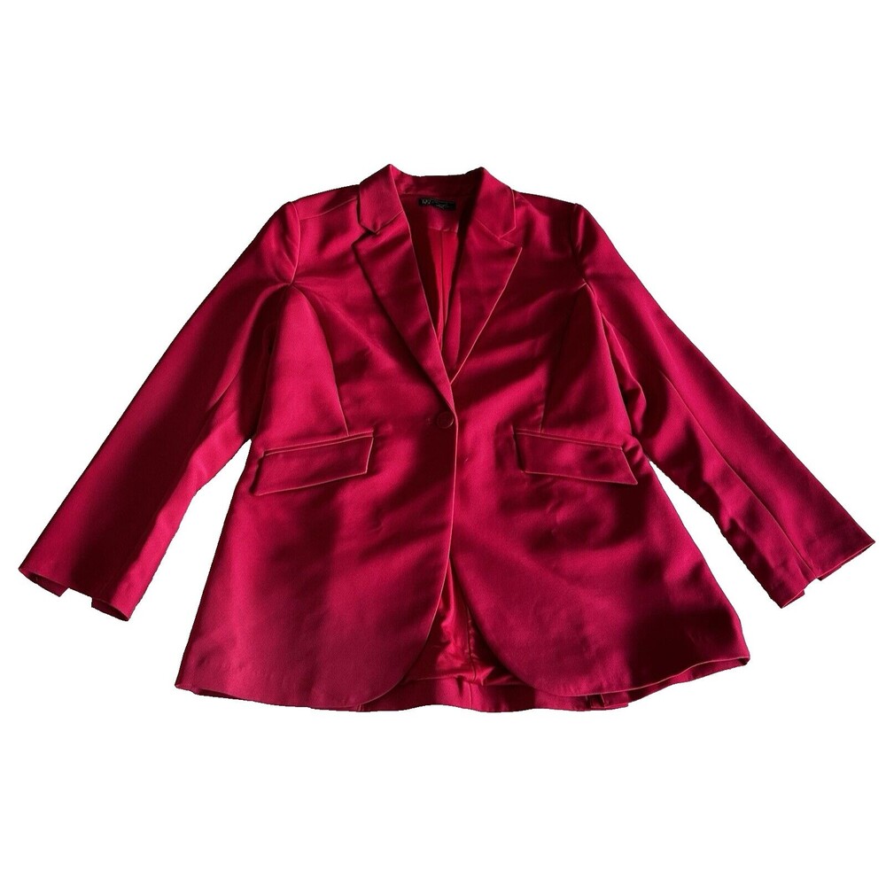 DG2 by Diane Gilman Ponte Knit Boyfriend One Button Blazer Jacket Pink Medium